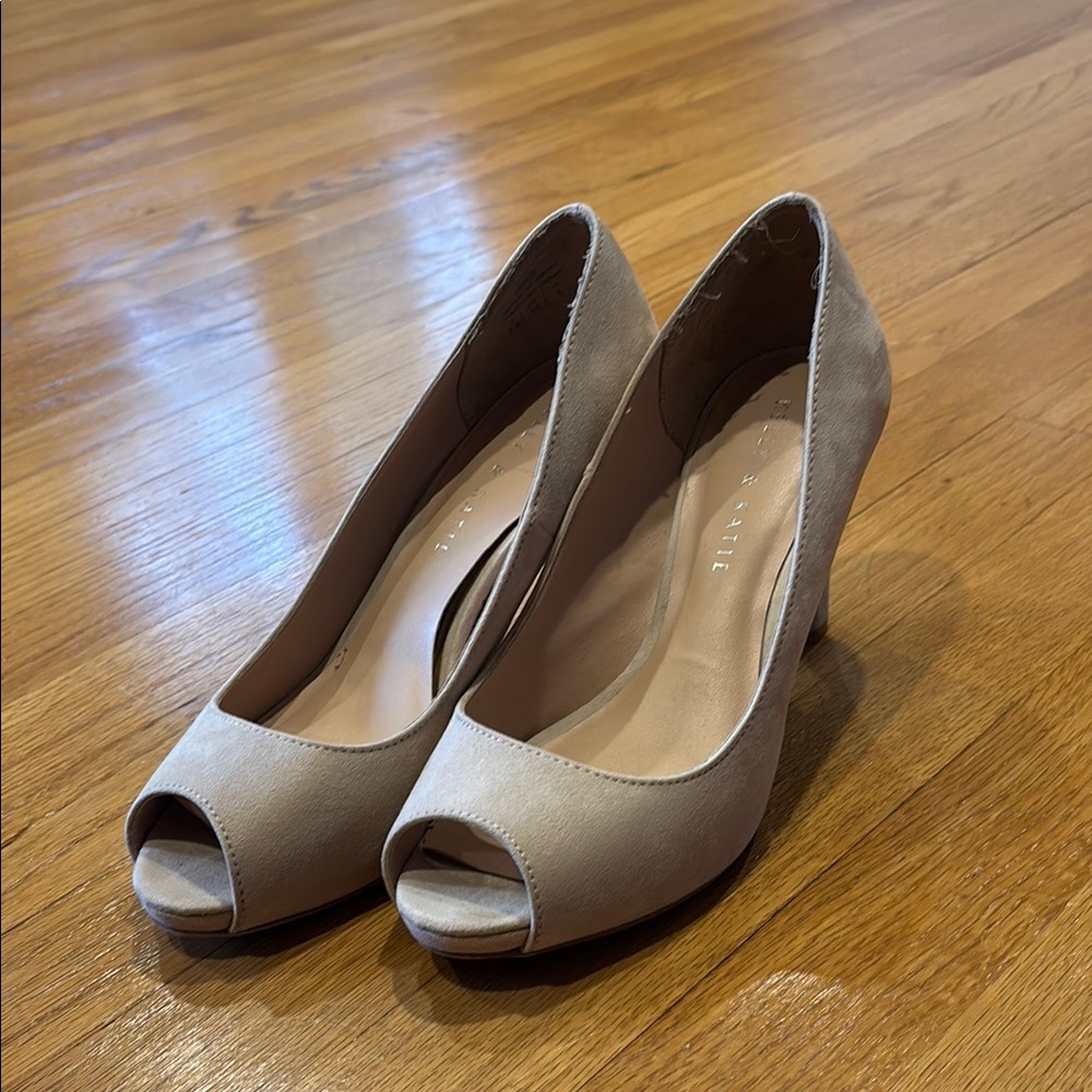 Kelly & Katie Taupe Peep-Toe Heels